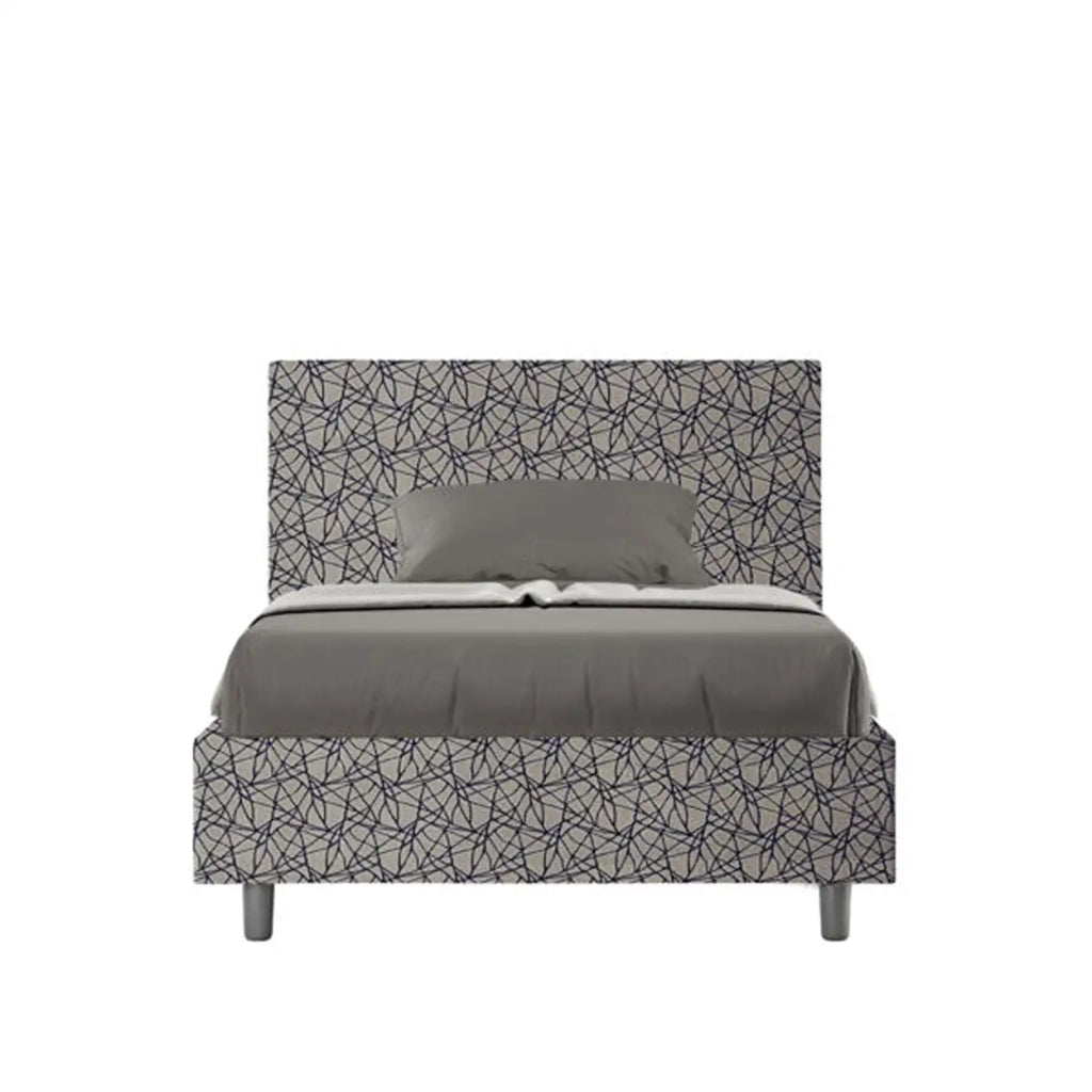 Letto una piazza e mezza contenitore imbottito 120x200 tessuto Era 9 blu Adele
