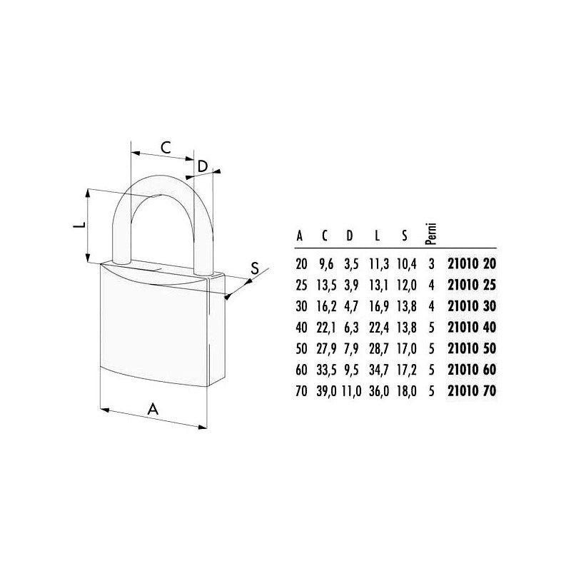 Lucchetto Ottone Mm 60 21010 Cisa Ll