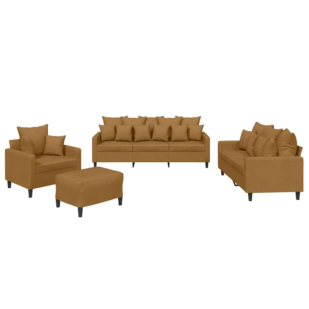 Set di Divani 4 pz con Cuscini Marrone in Velluto 3201697