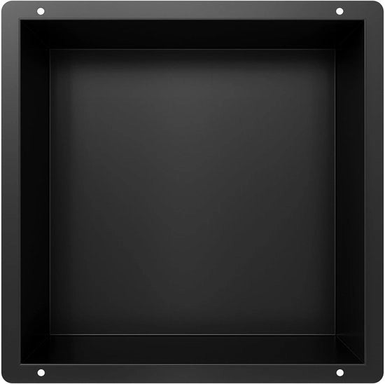 Drenaggio da bagno a muro senza bordo in acciaio inossidabile per unica lastra, spazio di stoccaggio per bagno da 30 x 30 x 10 cm, nero