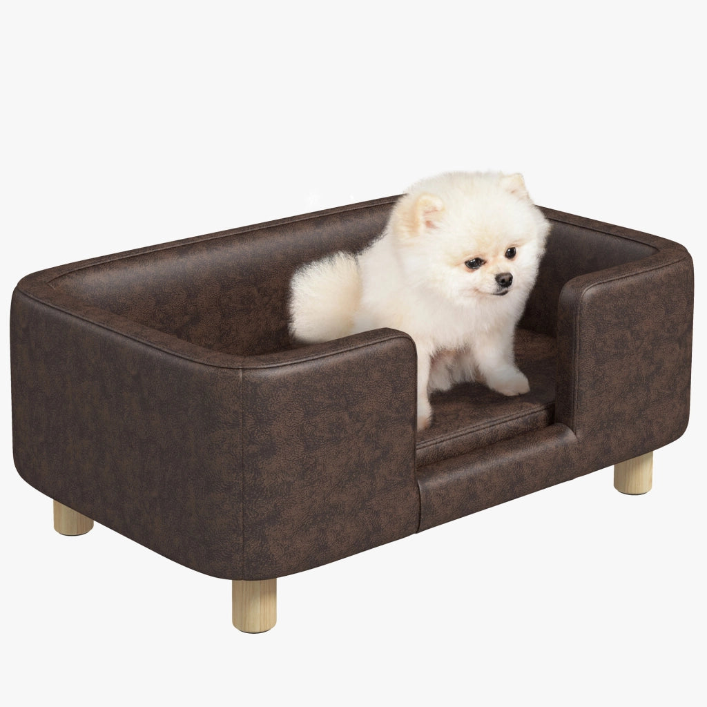 Letto per cani e gatti con cuscino ¨C Minimal ¨C 74x48.5x31 cm in microfibra marrone