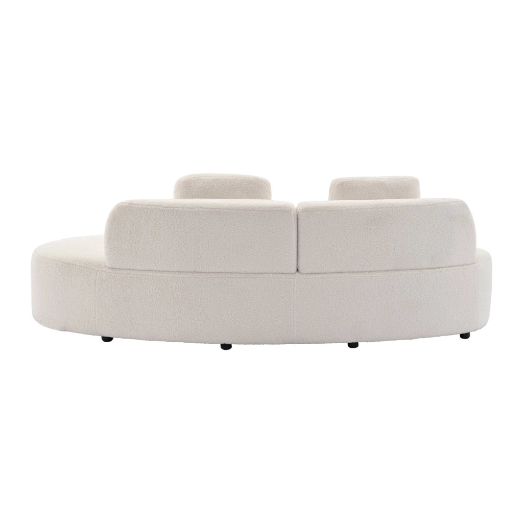 Divano virgola organico in bouclé, 3 posti, crema