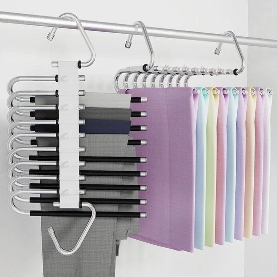 Hangers a 9 livelli per risparmiare spazio con ganci e clip - 2 pezzi