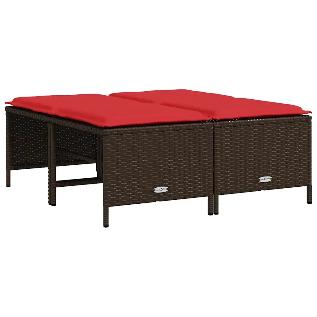 Sgabelli da giardino con Cuscini 4 pz in Polyrattan Marrone 368368