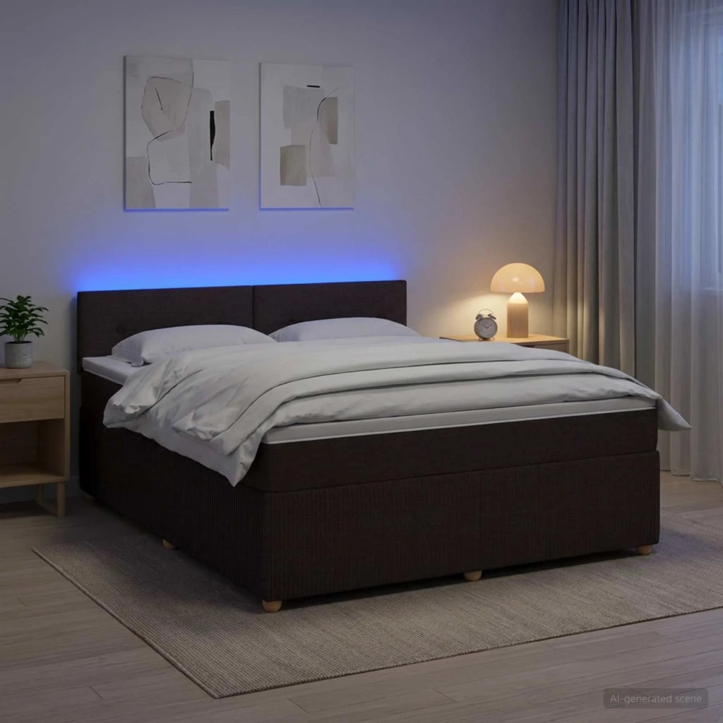 Letto box spring con materasso Marrone Scuro 140 x 190 cm 3452928