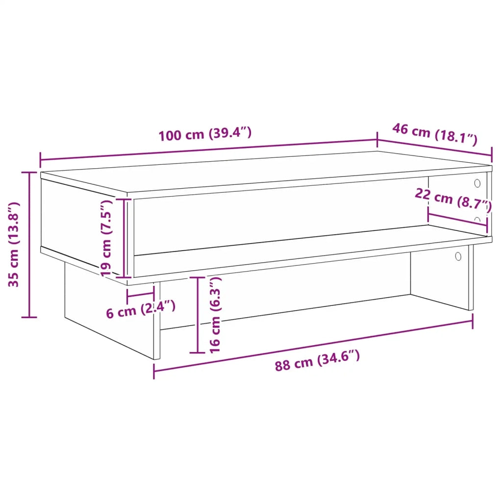Tavolino da salotto Bianco 100 x 46 x 35 cm 8000236