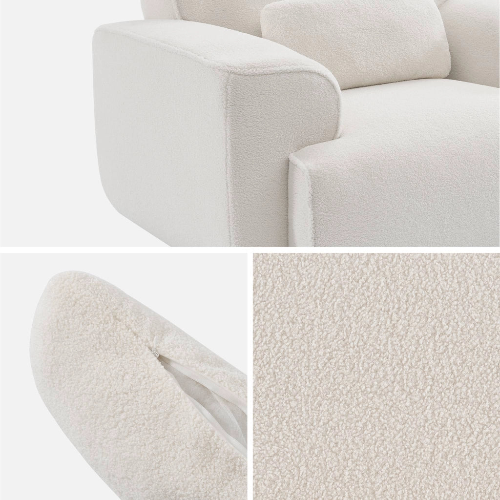 Poltrona 1 posto tessuto bouclé, crema