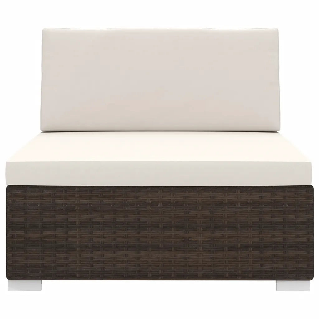Seduta Centrale Modulare con Cuscini in Polyrattan Marrone 48288