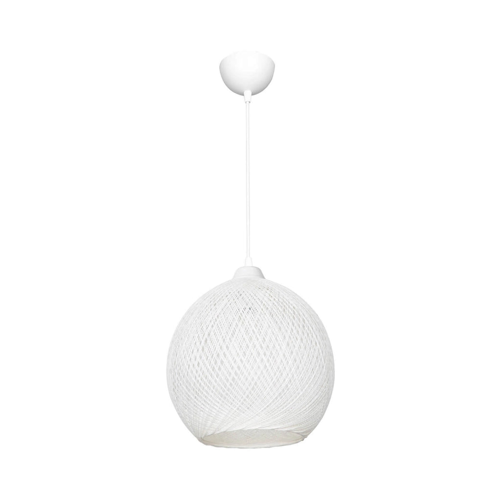 Lampada a Sospensione 'Lisburn' con Paralume a Globo in Iuta - Bianco [lux.pro]