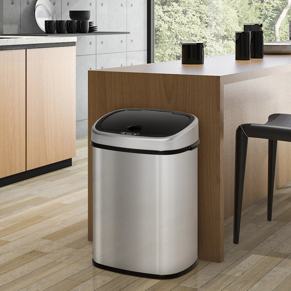 Bidone con Coperchio a Sensore Infrarossi ¨C Minimal ¨C Acciaio ABS 40.9x28.9x68cm