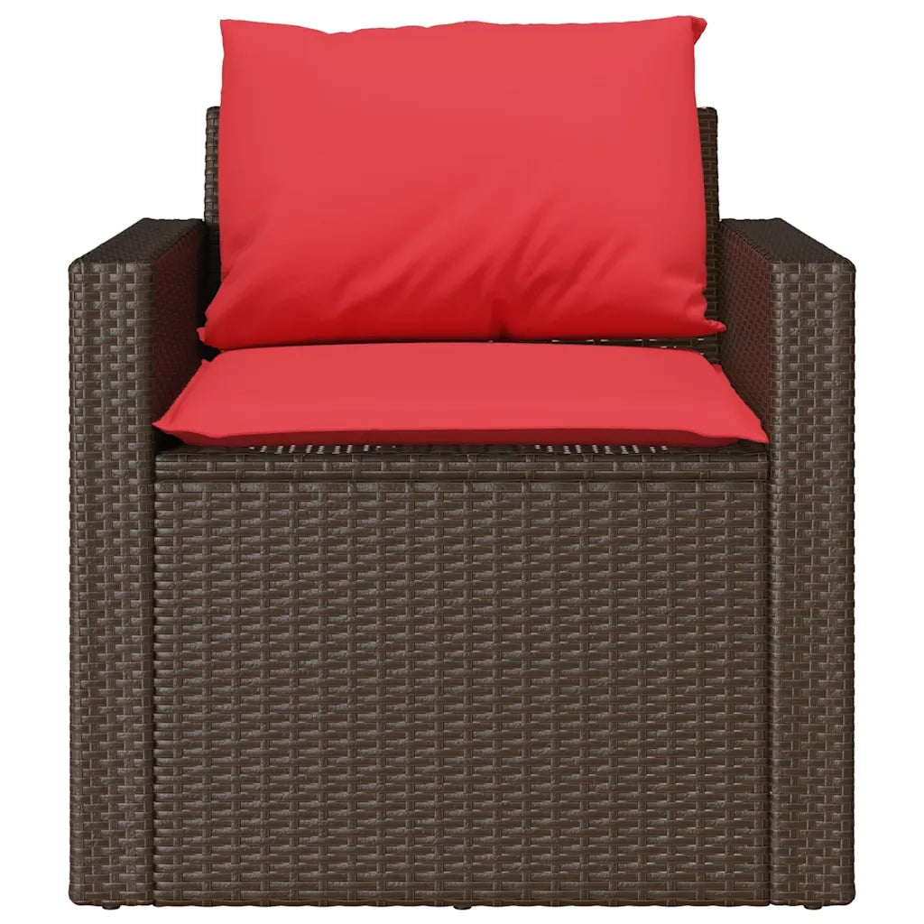 Set Divano da Giardino 4 pz con Cuscini Marrone in Polyrattan 366366