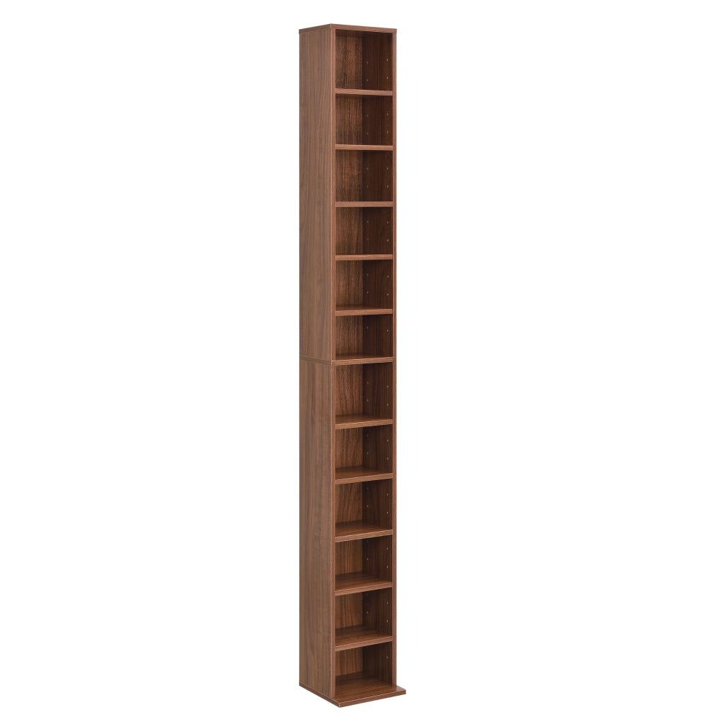 Scaffale a Colonna Tynset con 12 Scomparti per CD DVD 175x20x20 cm Effetto Noce [en.casa]