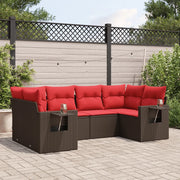 Set Divani da Giardino 6 pz con Cuscini Marrone in Polyrattan 3252921