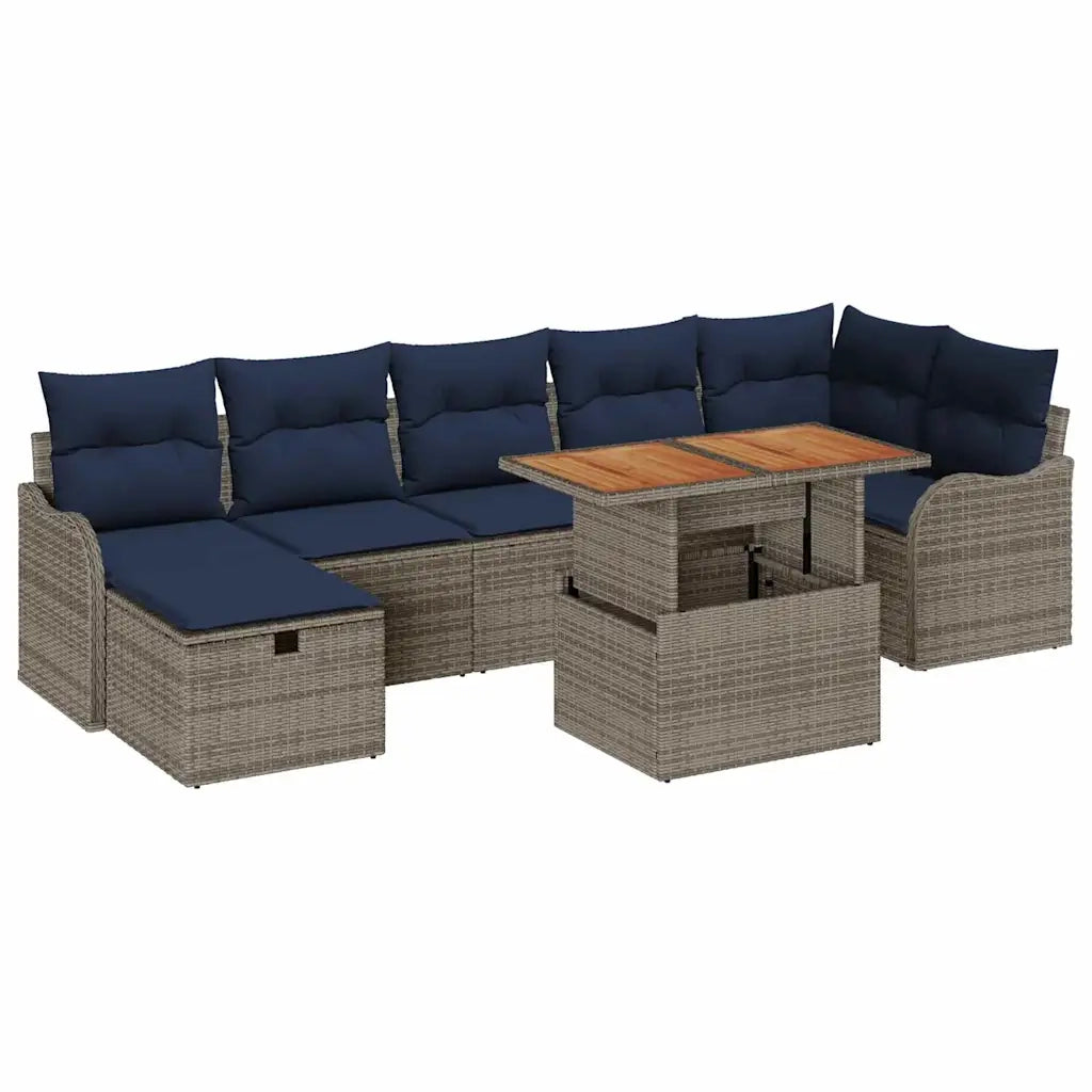 Set Divano da Giardino 8 pz Grigio polyrattan 3359951
