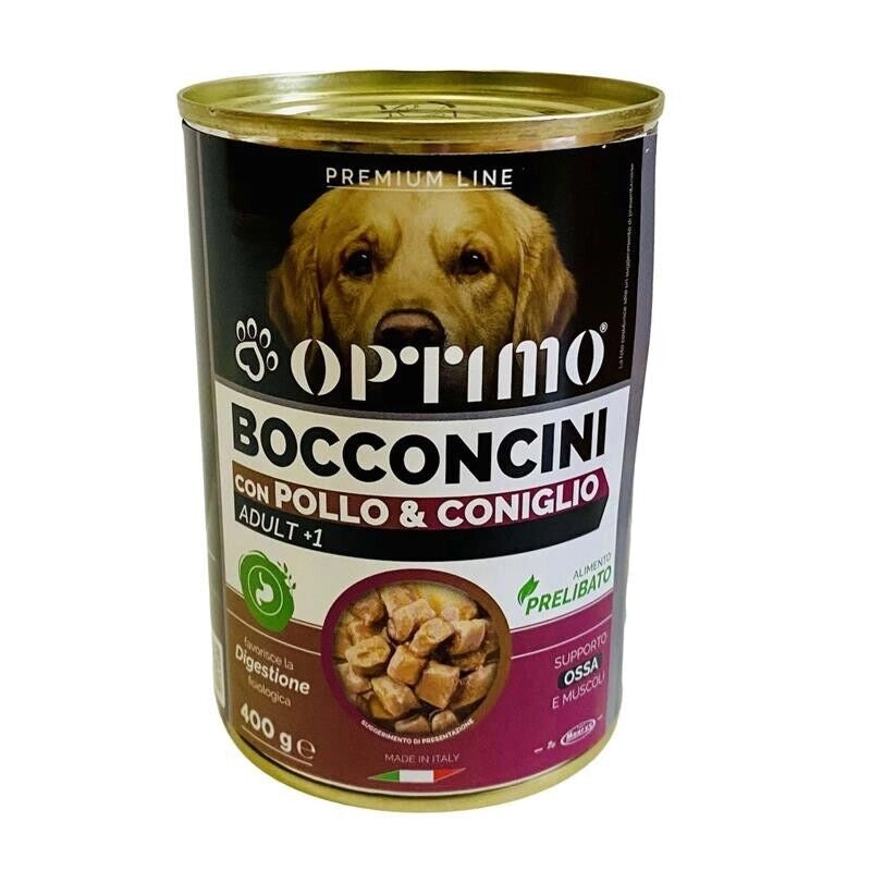 OPTIMO BOCCONCINI PER CANE AL GUSTO POLLO E CONIGLIO DA 400 GR