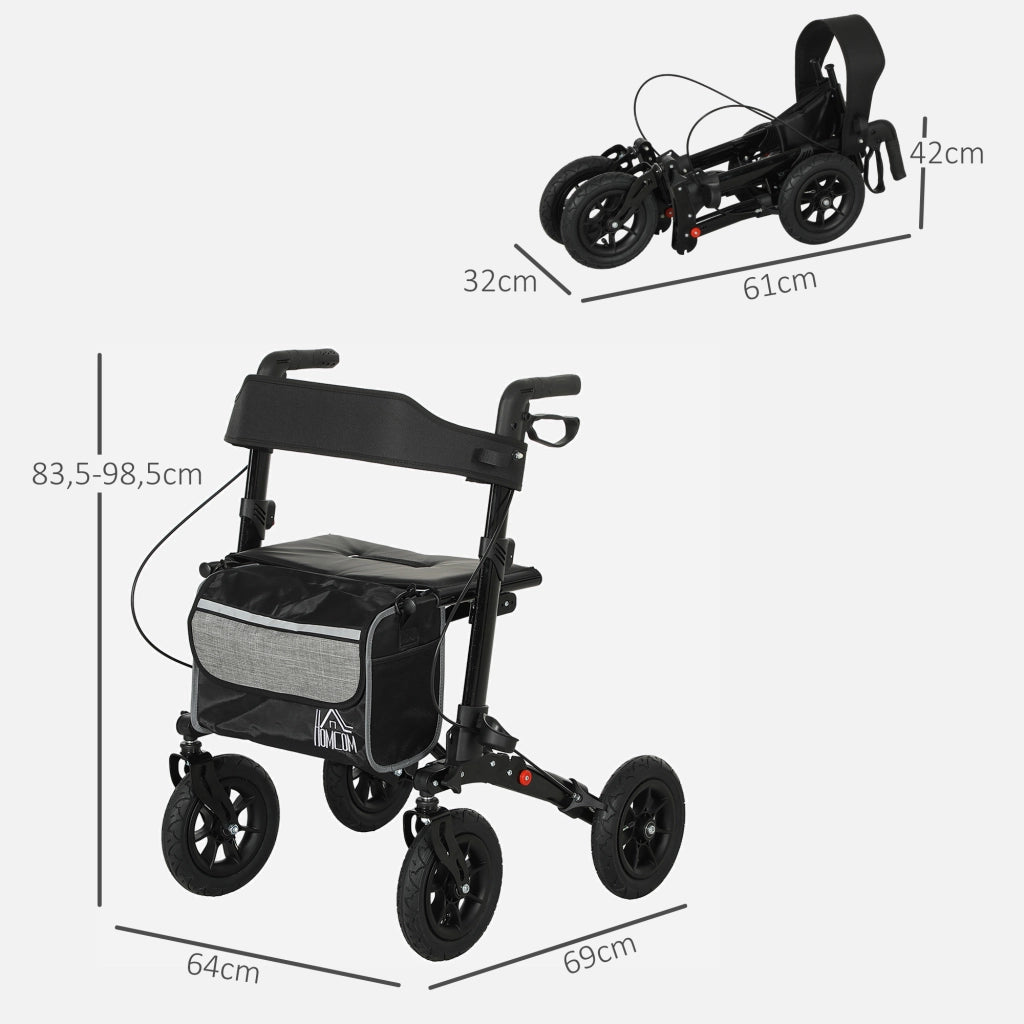 Rollator pieghevole con sedile imbottito ¨C Minimal ¨C nero 69x64x98,5cm