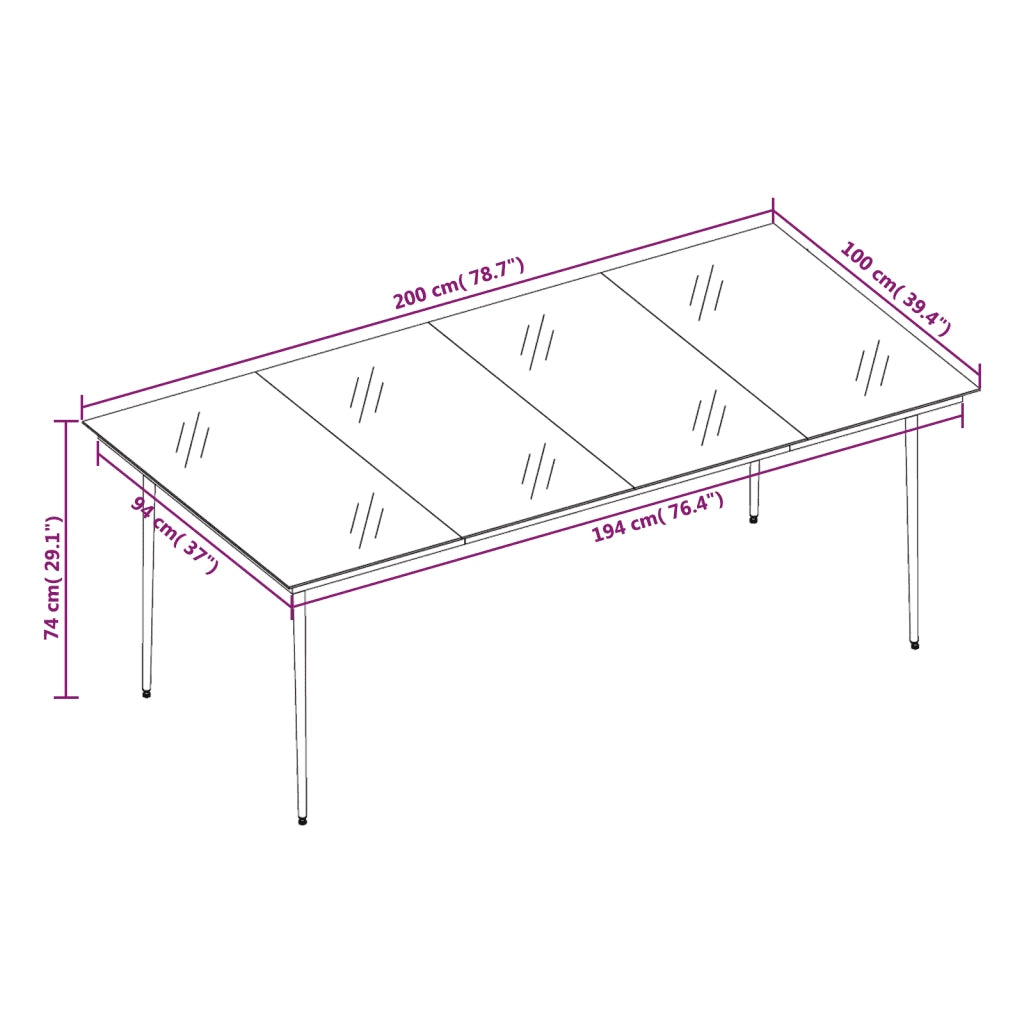 Set da Pranzo da Giardino 7 pz Grigio Scuro 3099659