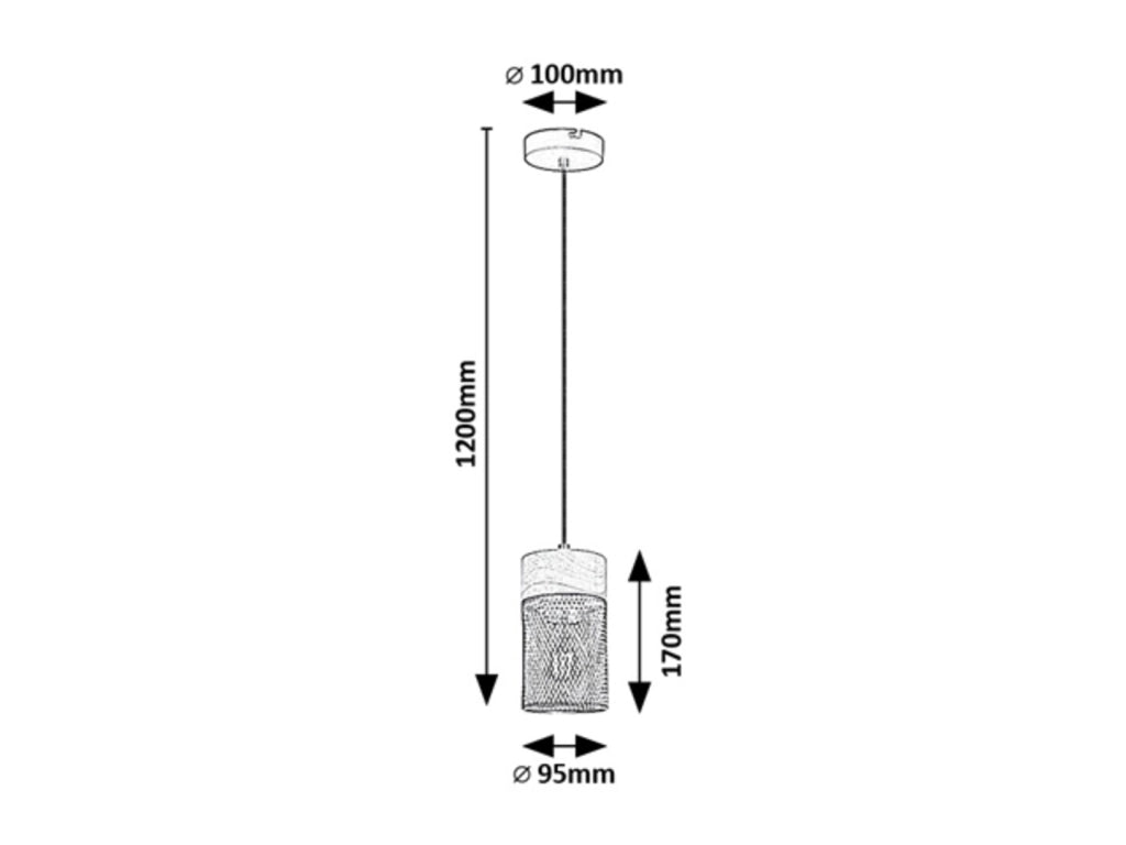 Lampada sospesa Callum industriale legno nero 3xE27 Rabalux