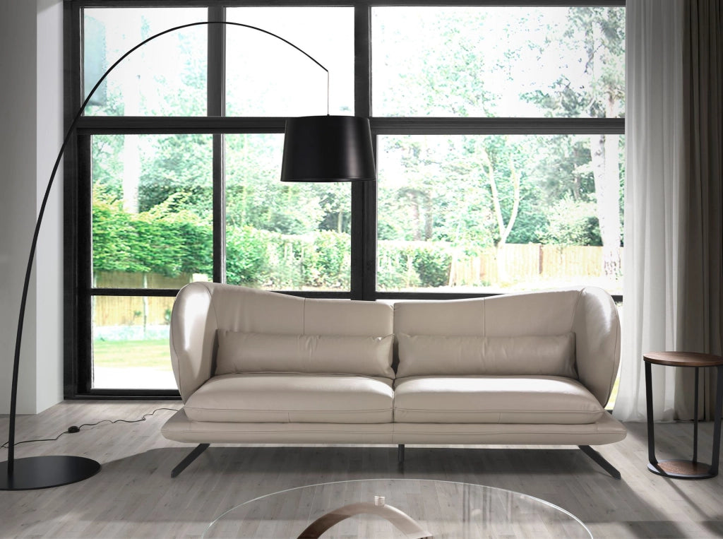 Divano a 3 posti in pelle grigio taupe