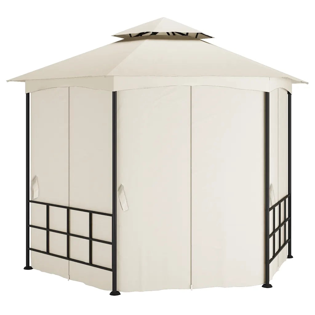 Gazebo con Pareti Laterali 3,1x2,7 m Crema 313931