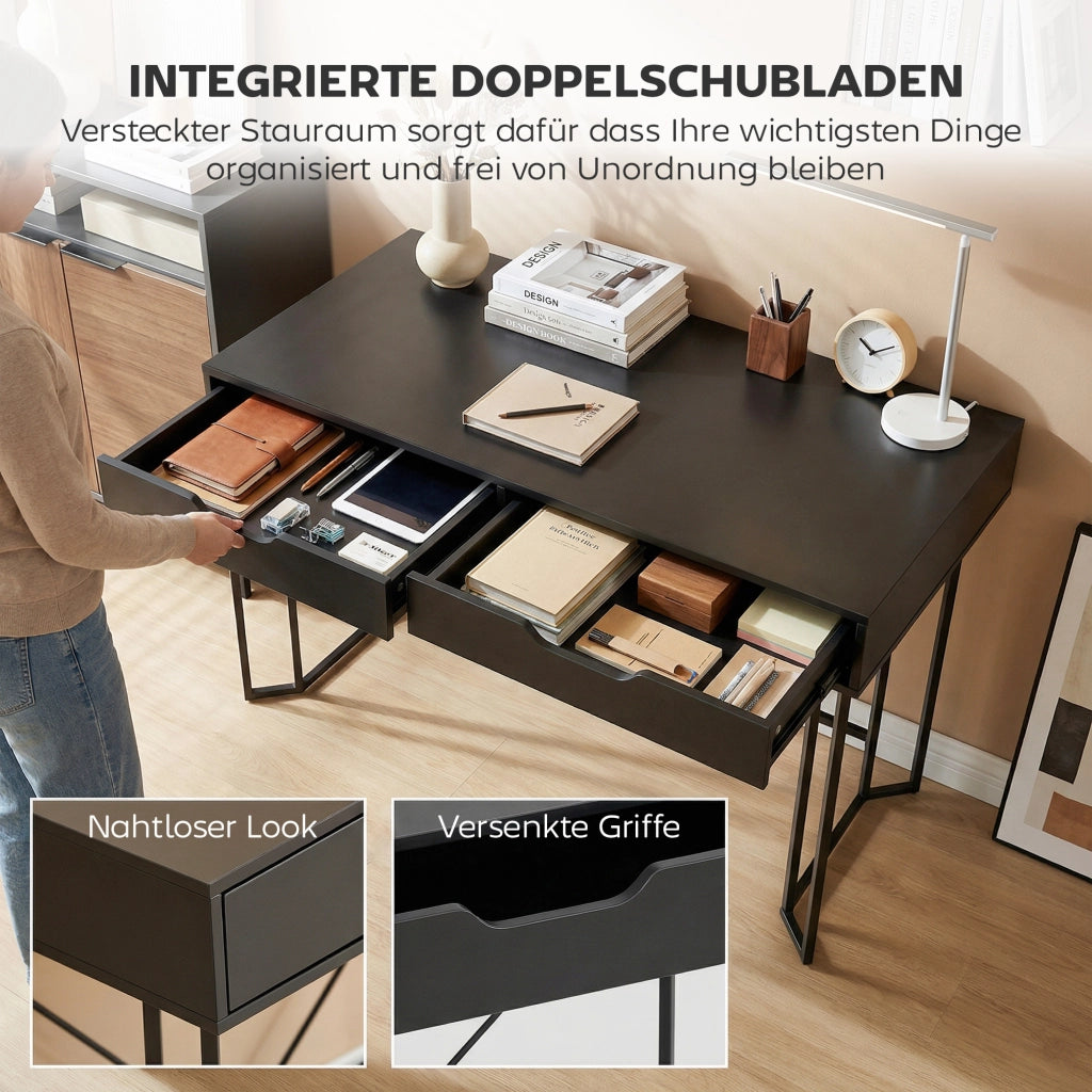 Scrivania computer con cassetti ¨C Minimal ¨C Nero 120x60x77 cm