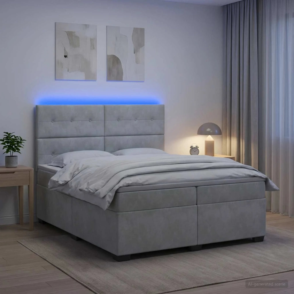 Letto box spring con materasso Grigio Chiaro 200 x 200 cm 3455174