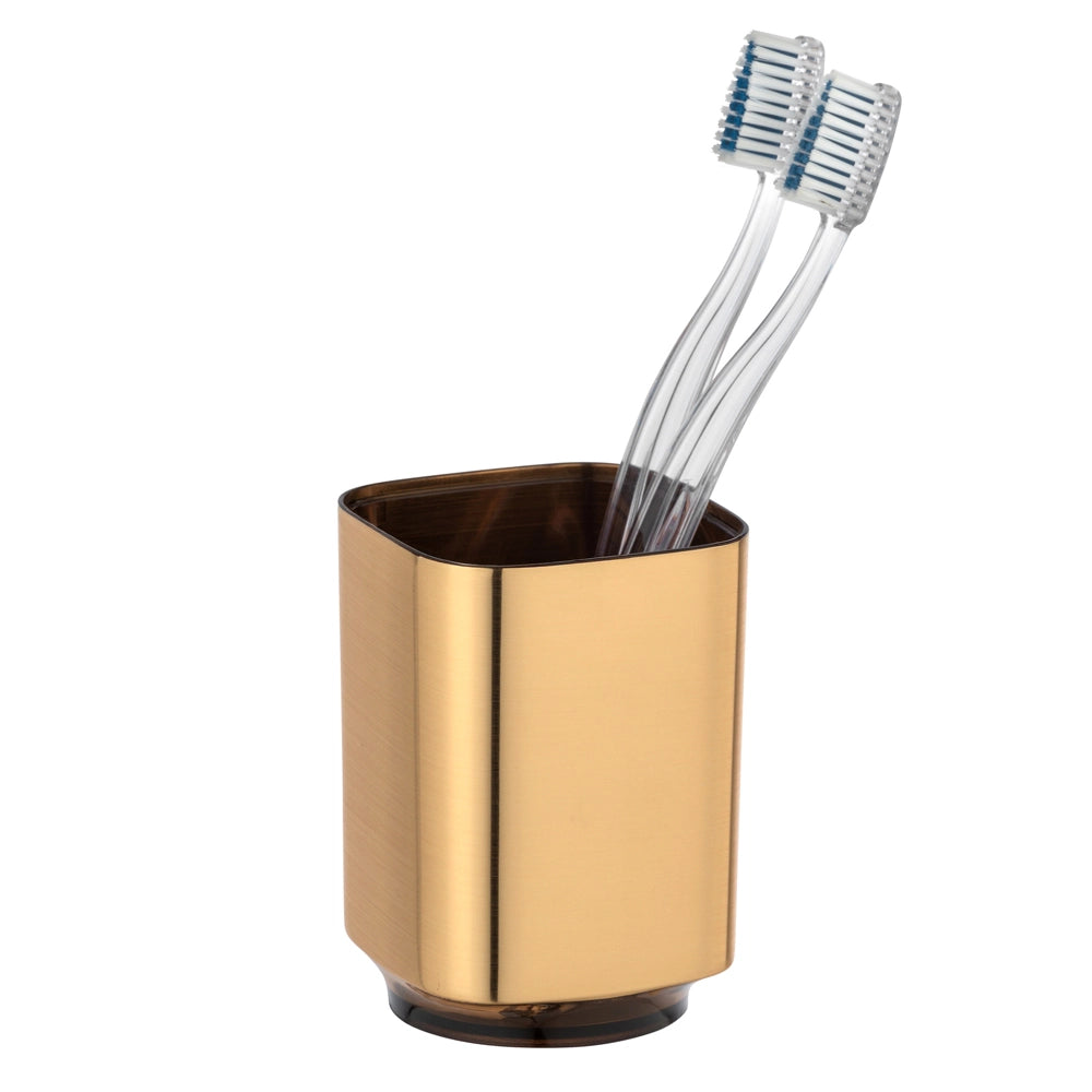 Set accessori bagno 3 pezzi color oro satinato e nero Lumina