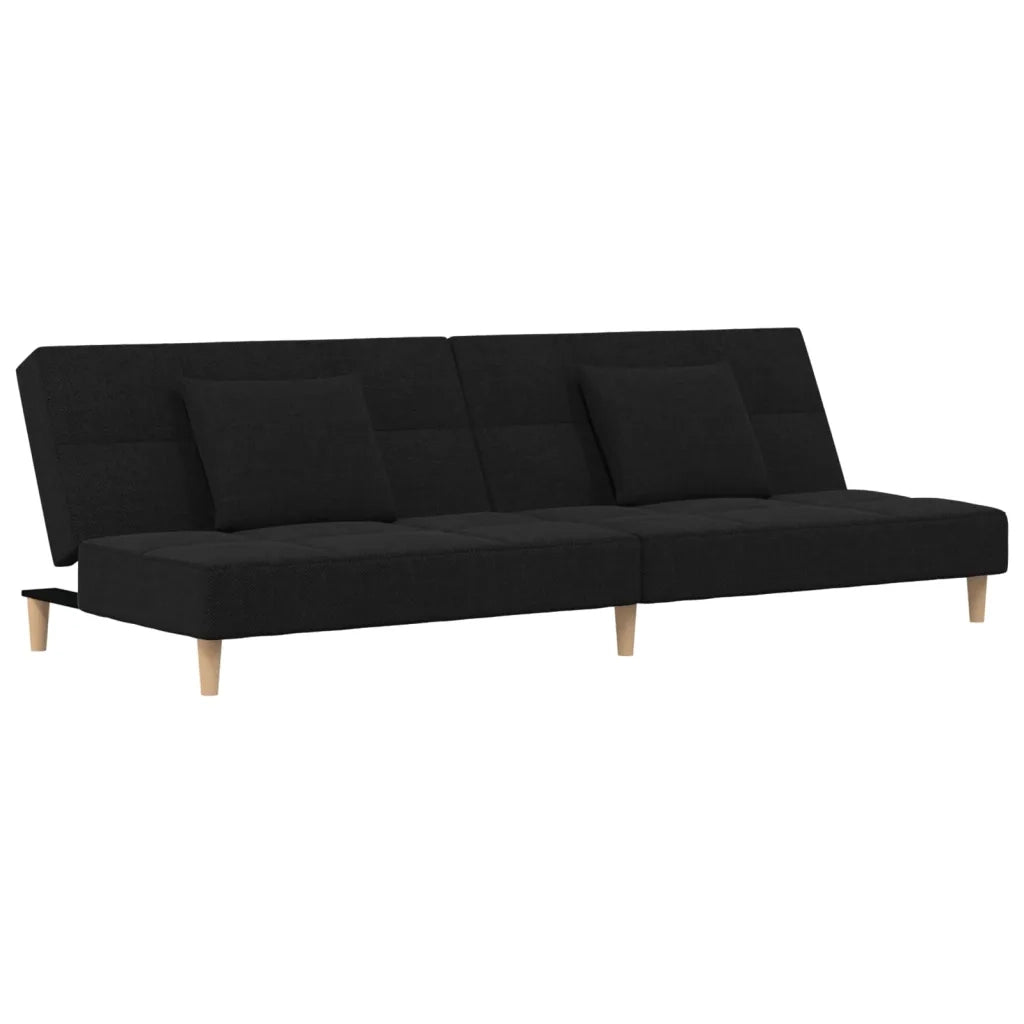 Divano Letto a 2 Posti con 2 Cuscini-Sofa Letto 2 Posti-Daybed Nero in Tessuto 194397