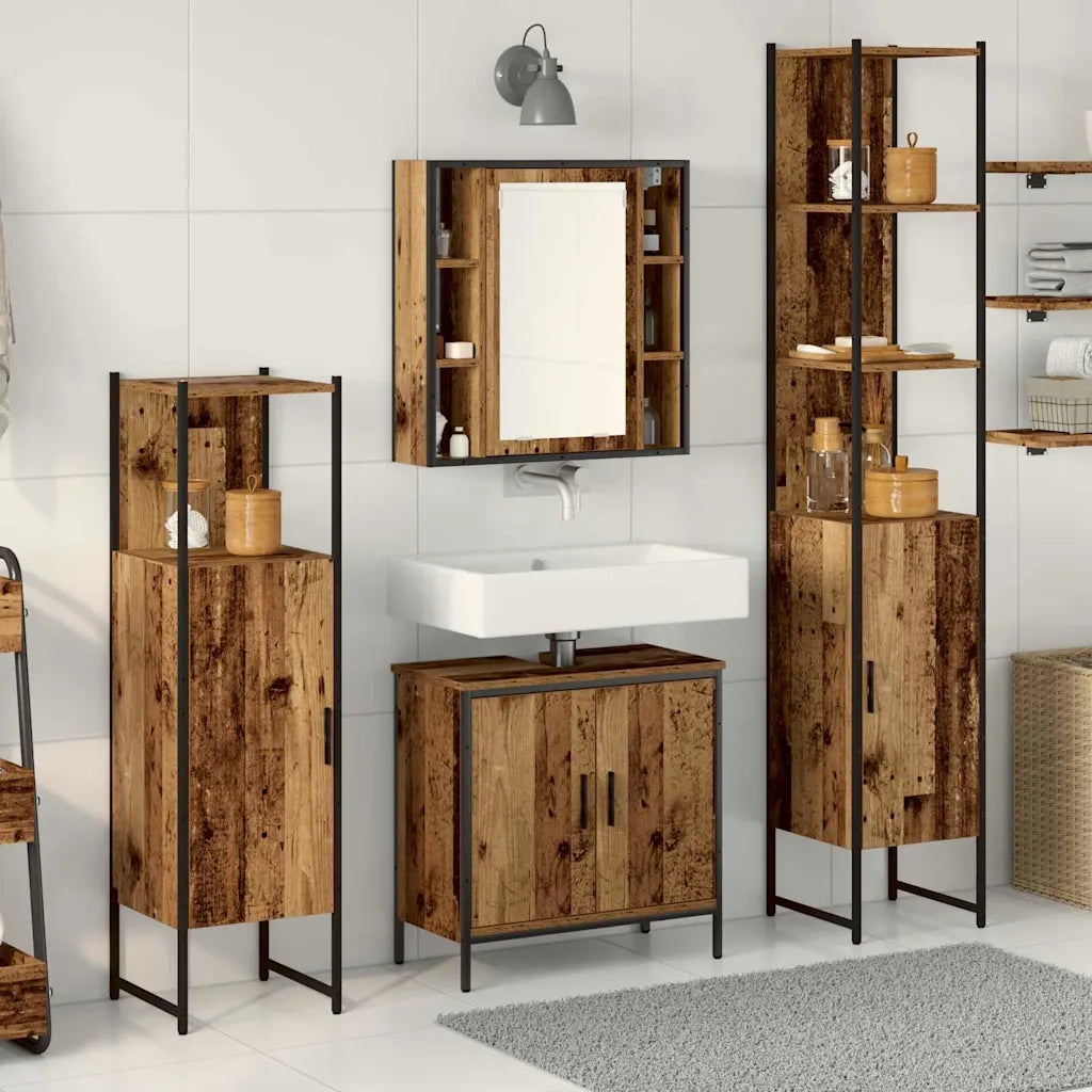 Set di mobili per il bagno 4 pcs Marrone 33 x 33 x 185.5 cm 3332590