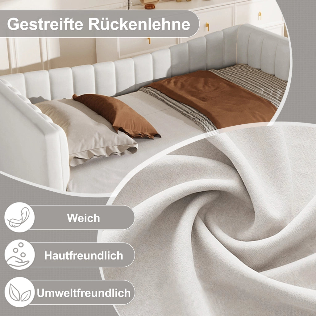 LETTO con letto estraibile 90x200 cm in velluto bianco