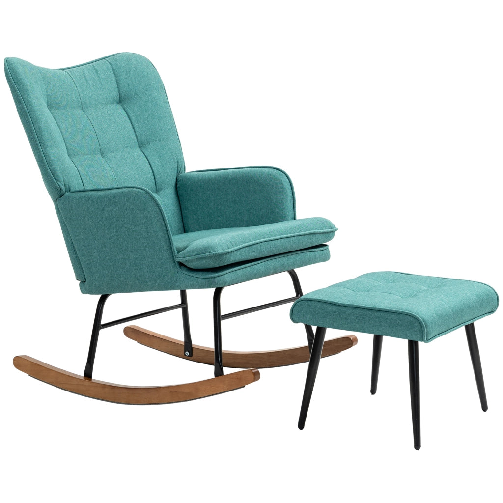 Poltrona Dondolo con Poggiapiedi e Braccioli ¨C Minimal ¨C Verde