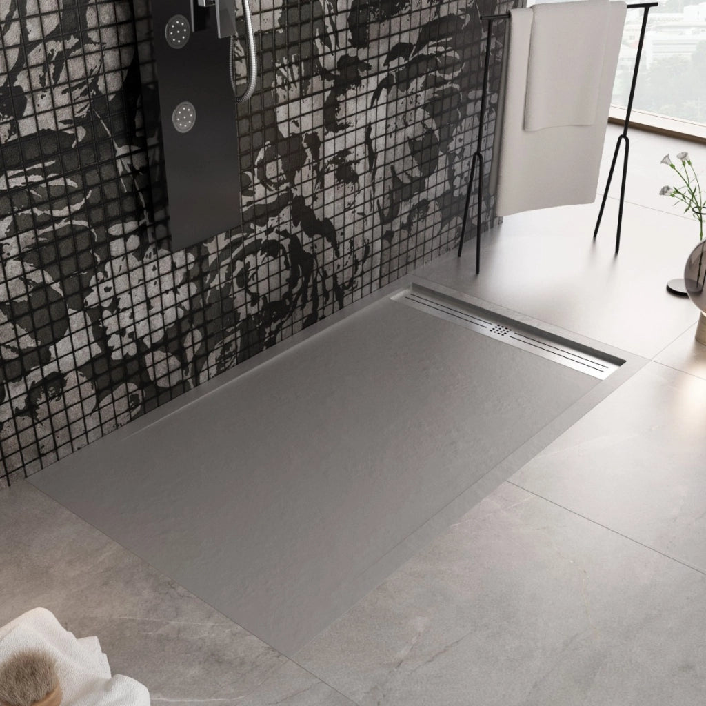 Piatto doccia in marmoresina grigio chiaro effetto pietra cemento relax, misura 70x180