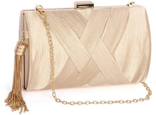 Clutch per donne – portachiavi, borsa elegante per la sera con cinturino rimovibile, abricot