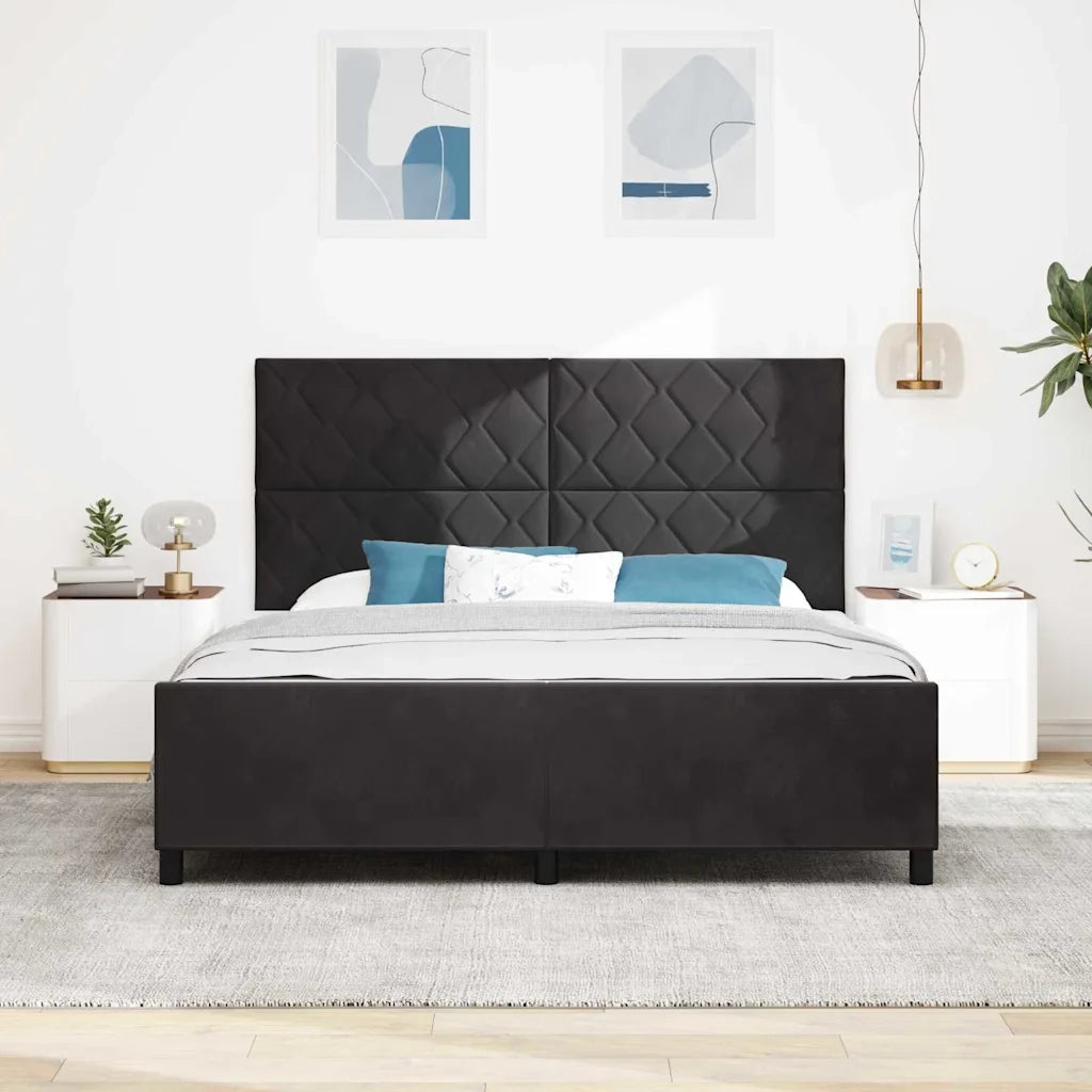 Letto a molle con testiera Nero 180 x 200 cm Velluto