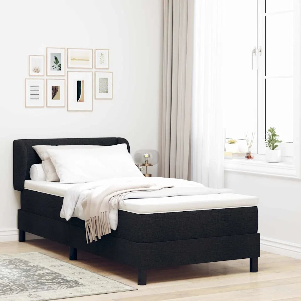 Letto a molle con materasso-Struttura Letto con Materasso Nero 90 x 190 cm Tessuto 882271