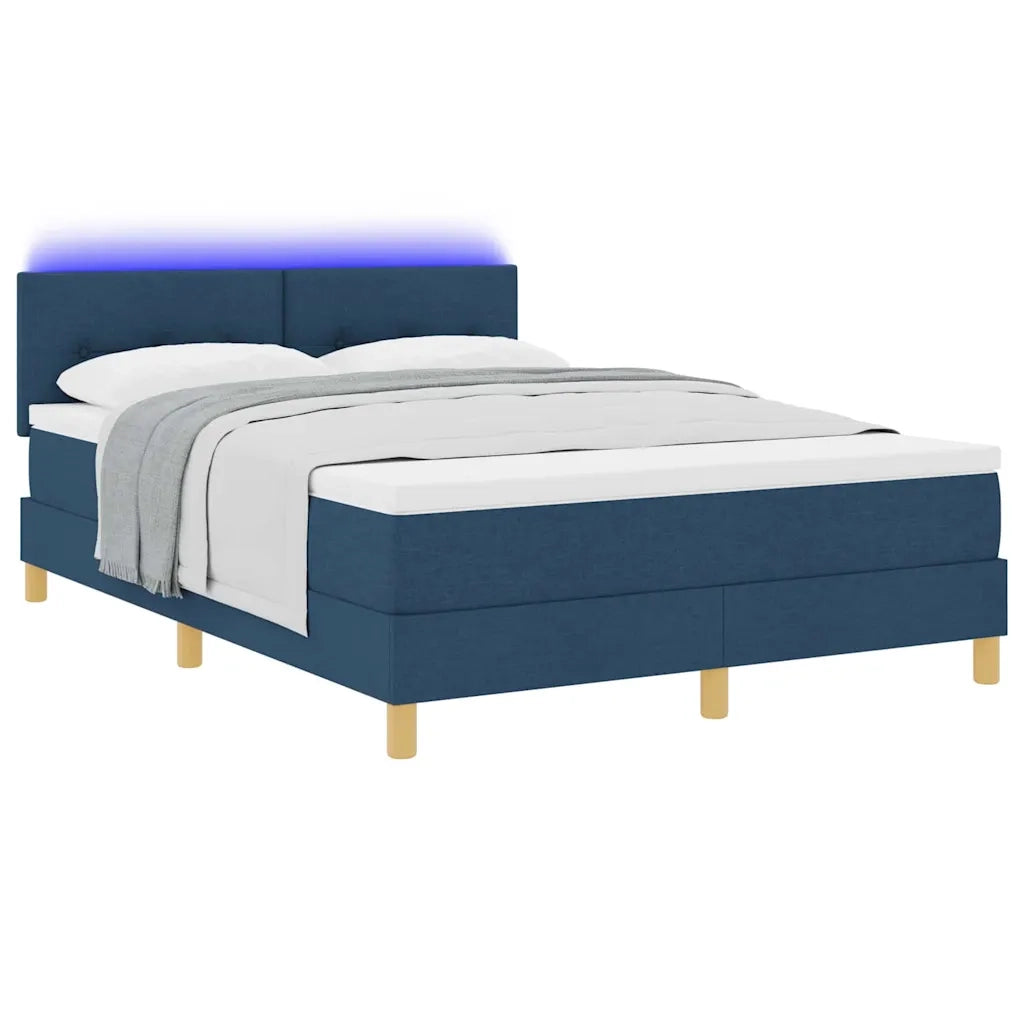 Letto a Sorgente LED con materasso Blu 140 x 200 cm Tessuto