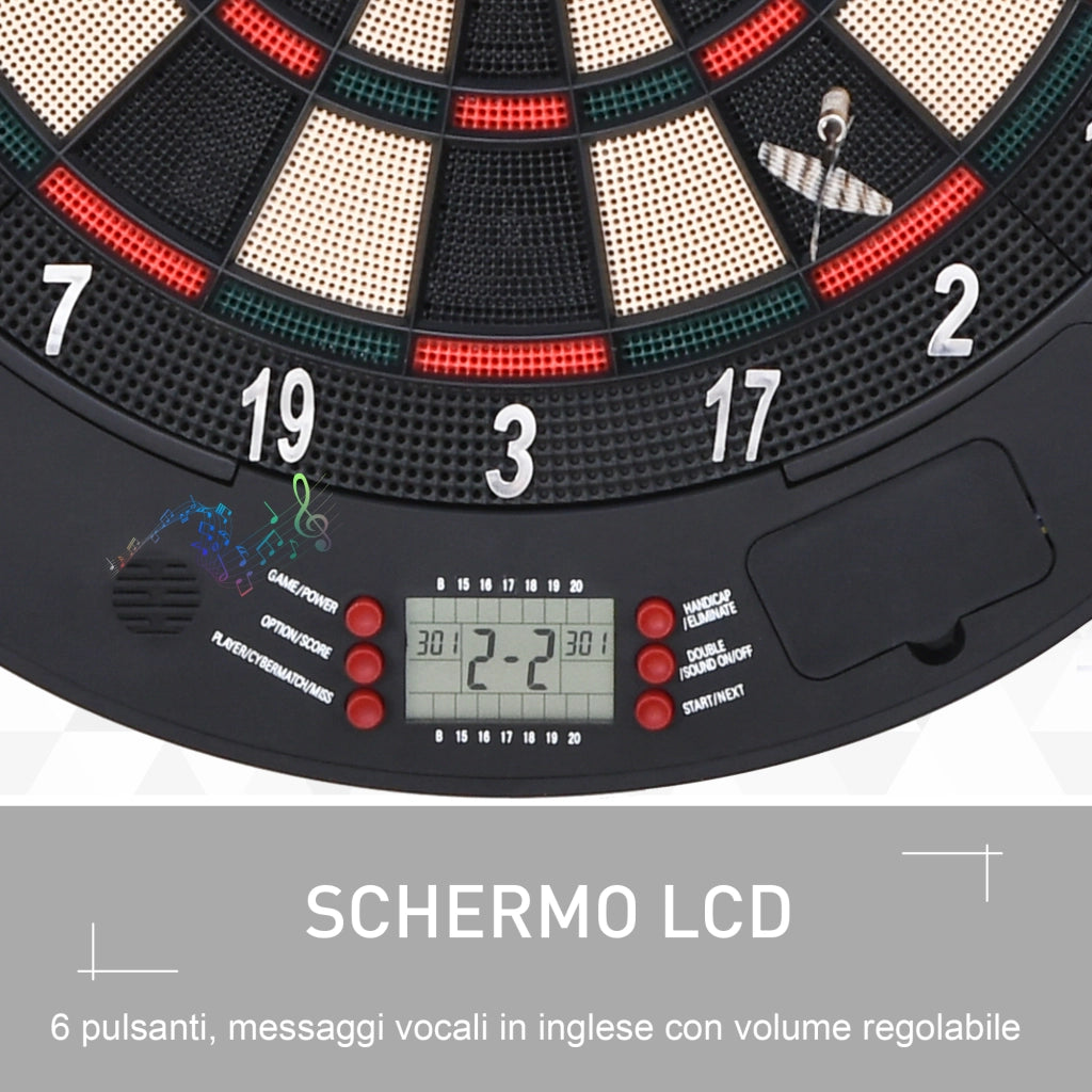 Bersaglio Freccette Elettronico per 8 Giocatori con 6 Freccette, Schermo LCD, 2 Porte e 26 Modalit¨¤ di Gioco