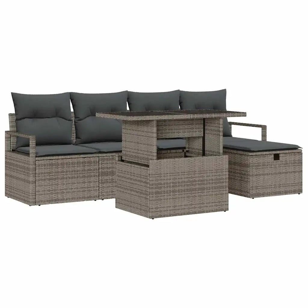 Set Divano da Giardino con cuscino 6 pcs Grigio Poly Rattan 3361118