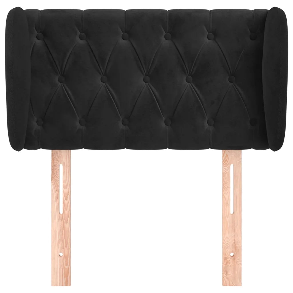 Testiera ad Orecchio Nera 83 x 23 x 78/88 cm in Velluto 3117512
