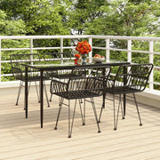 Set da Pranzo da Giardino 5 pz Nero in Polyrattan 3157854