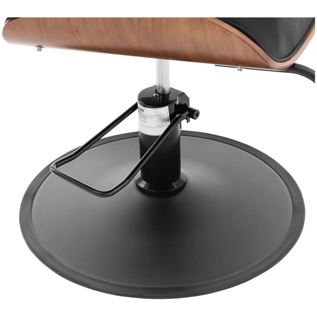 Poltrona professionale per parrucchiere con poggiapiedi portata 200 kg acciaio inox PVC nero 14_0008950