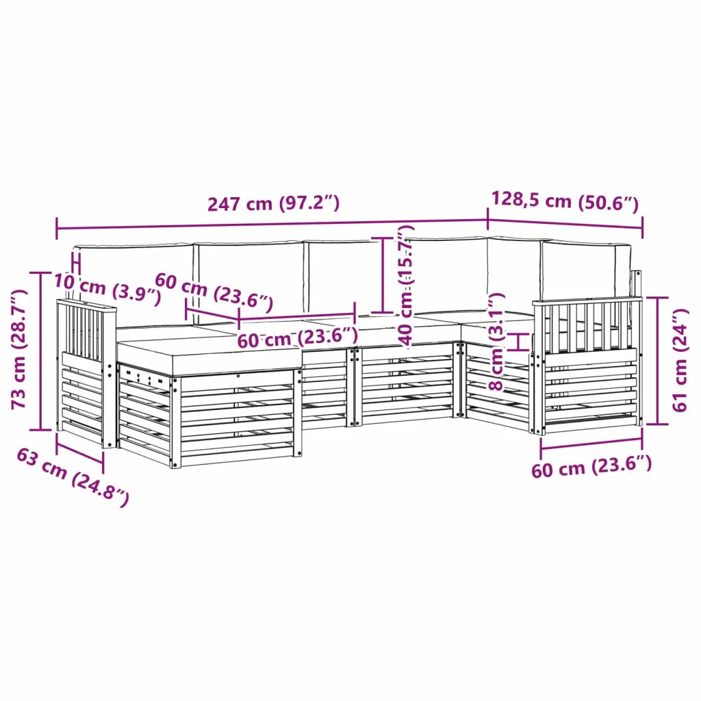 Set di divani da esterno 6 pcs Bianco e Antracite Poliestere 3392107