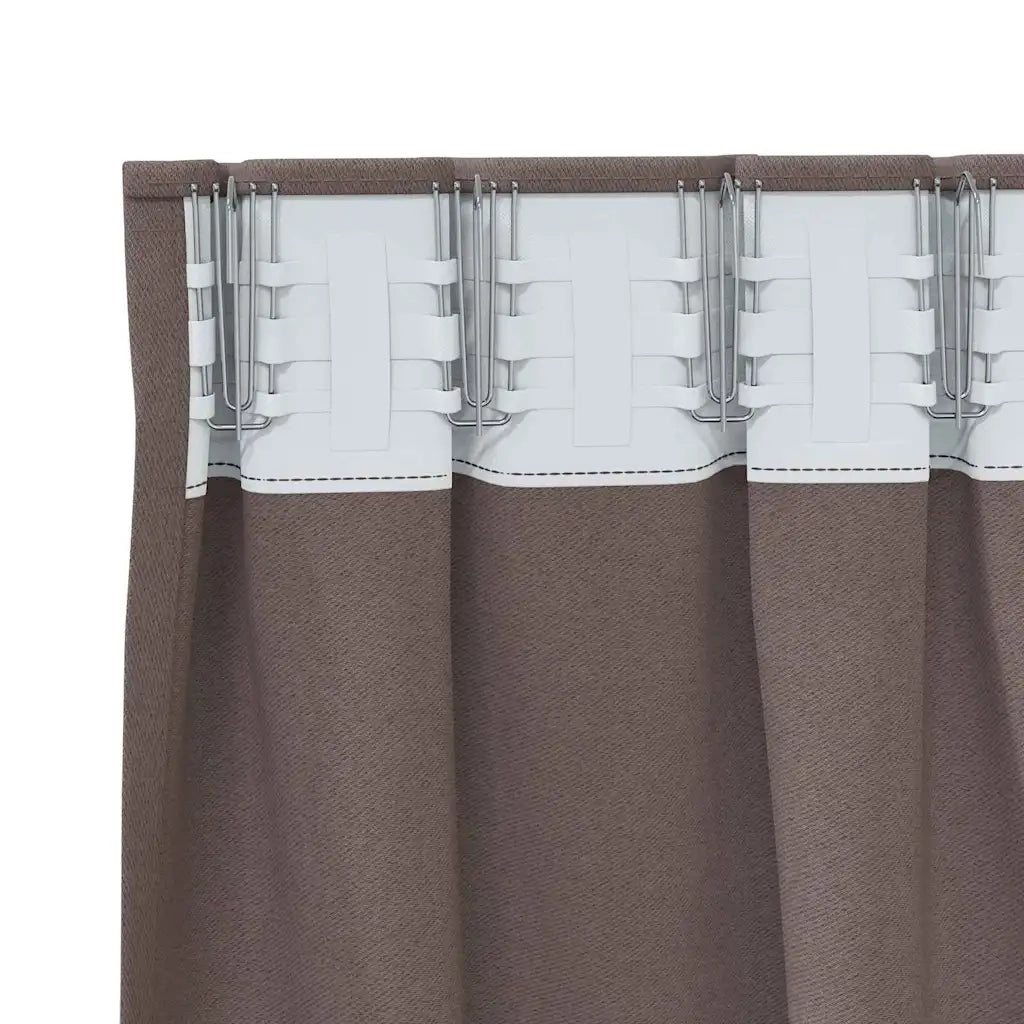 Tende Oscuranti | Tende Blackout con Anelli 2 pz Marrone Scuro 260 x 140 cm