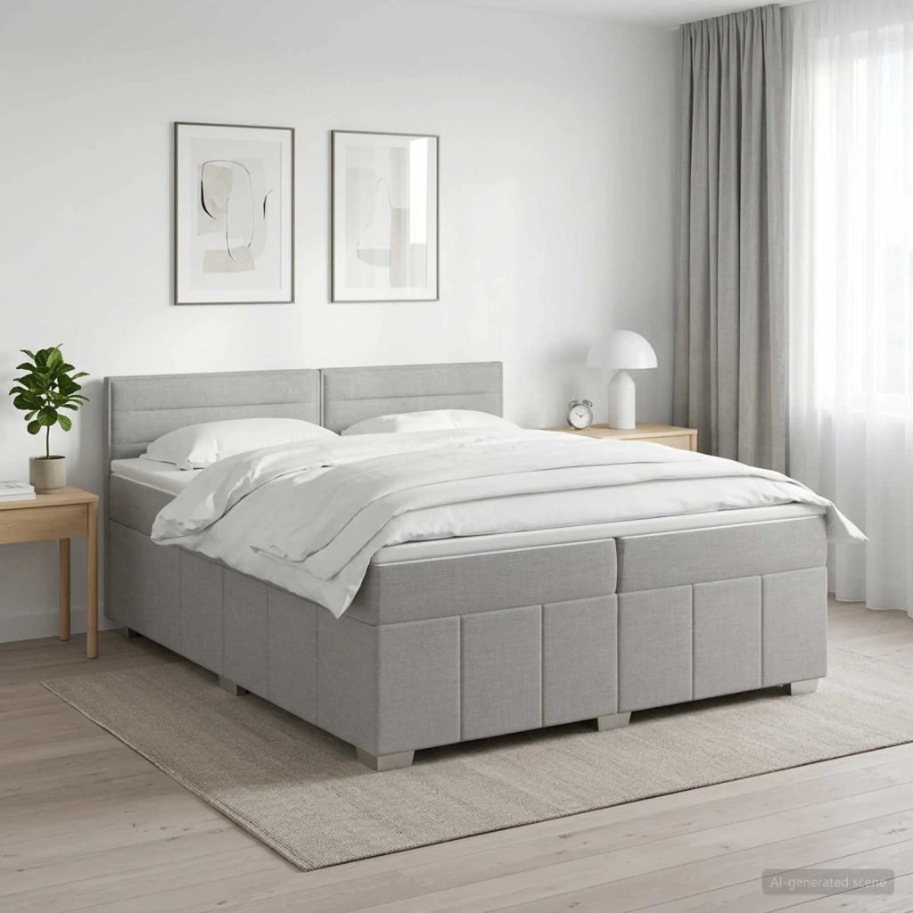 Letto box spring con materasso Grigio Chiaro 200 x 200 cm 3452747