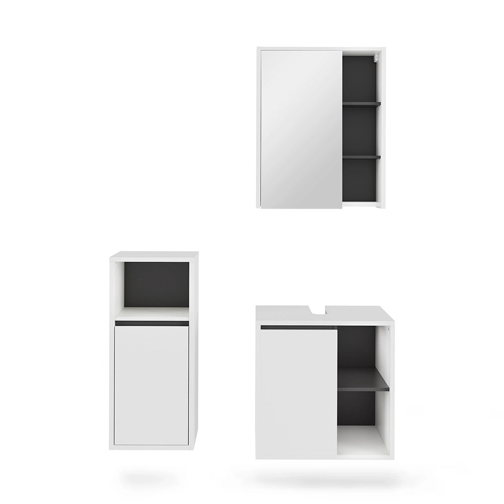 Vicco Set di mobili da bagno Bianco/Grigio 3 parti