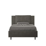 BS COM Letto singolo contenitore imbottito 100x210 microfibra grigio