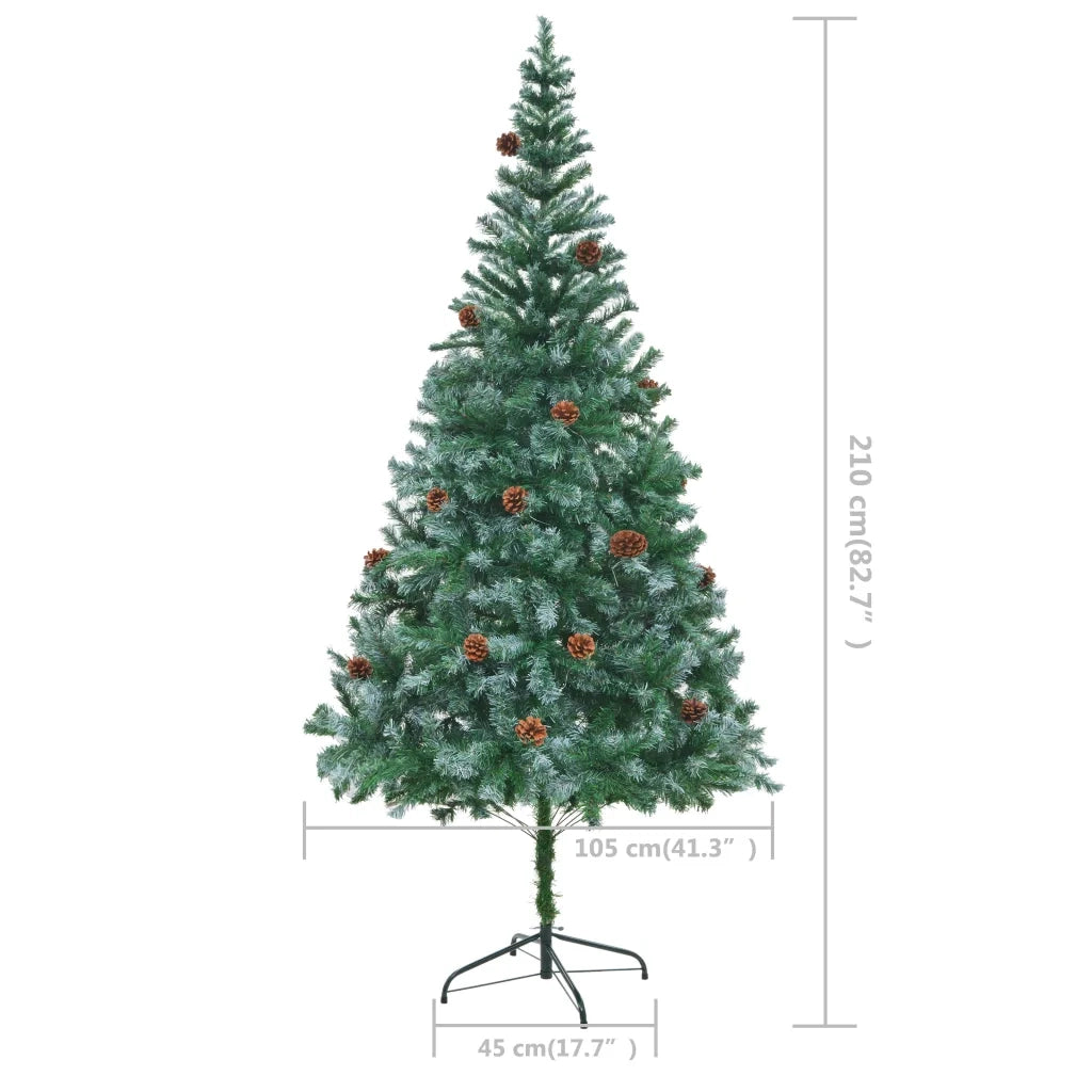 Albero di Natale Artificiale-Albero Natalizio con Pigne 210 cm
