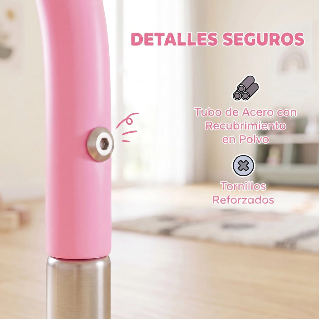 Sbarra Ginnastica per Bambini Regolabile in Altezza con Anelli ¨C Minimal ¨C Rosa