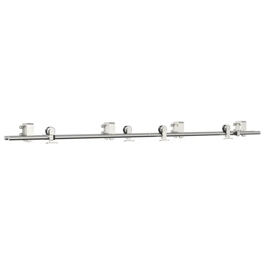 Kit Binari Porta Scorrevole 200 cm Acciaio Inossidabile Argento 3295764