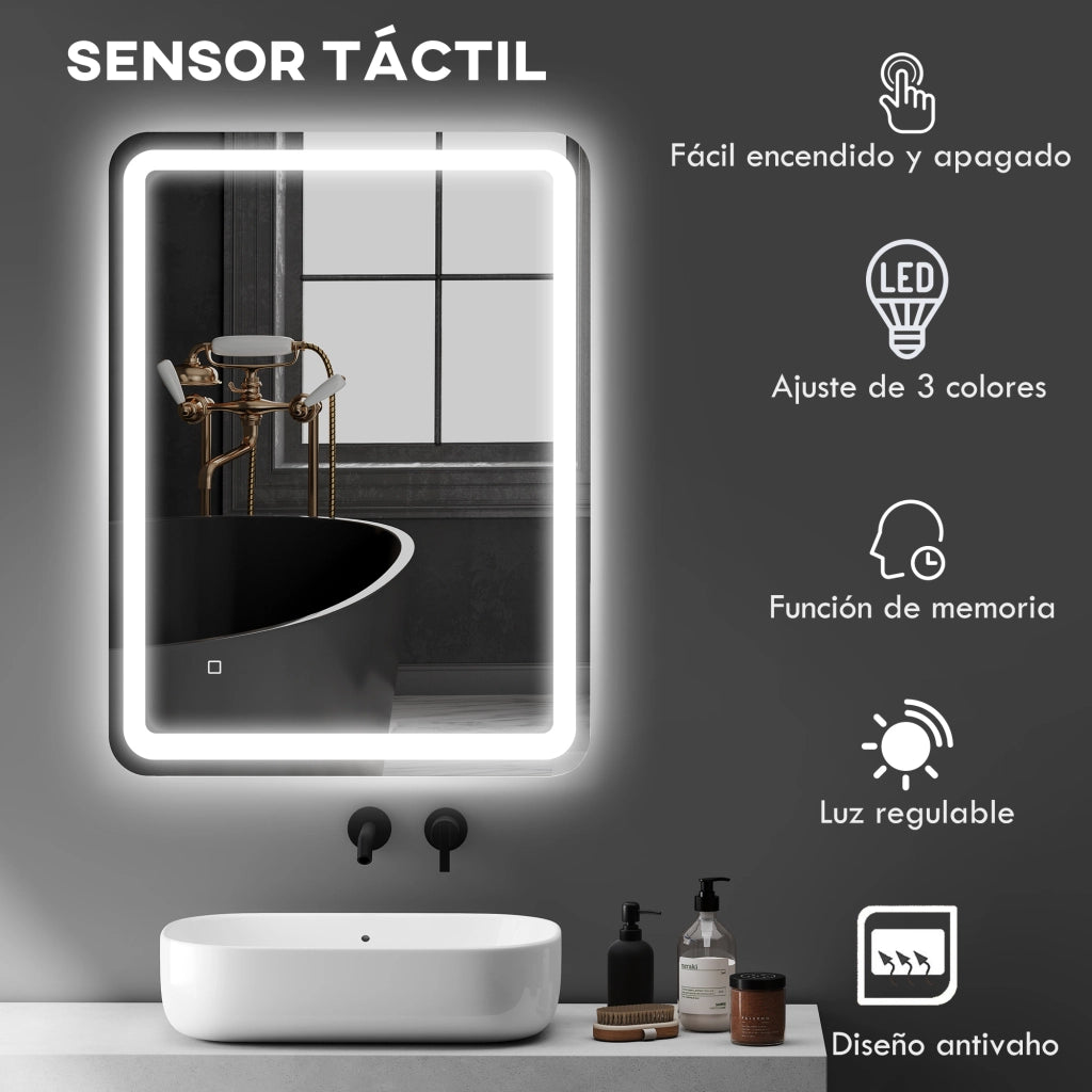 Specchio da Bagno LED Antivaho 60x80 cm ¨C Minimal ¨C Bianco